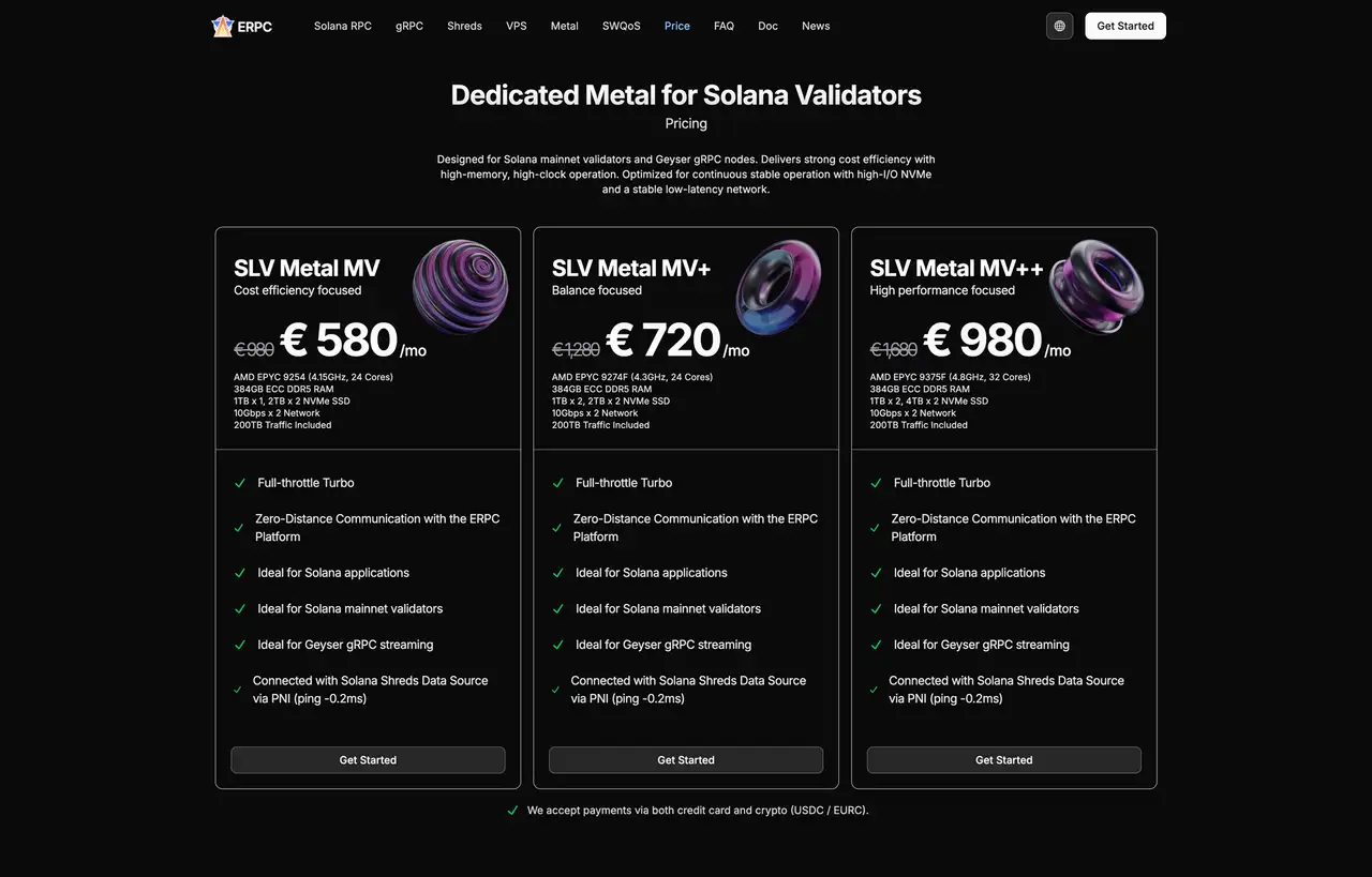 Dedicated Metal for Solana Validators