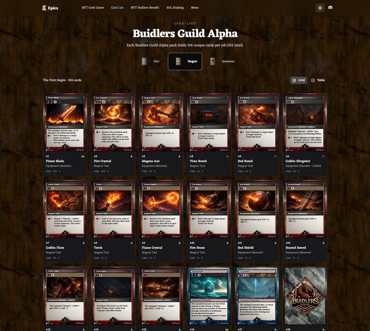 Degen Pack Fire Cards