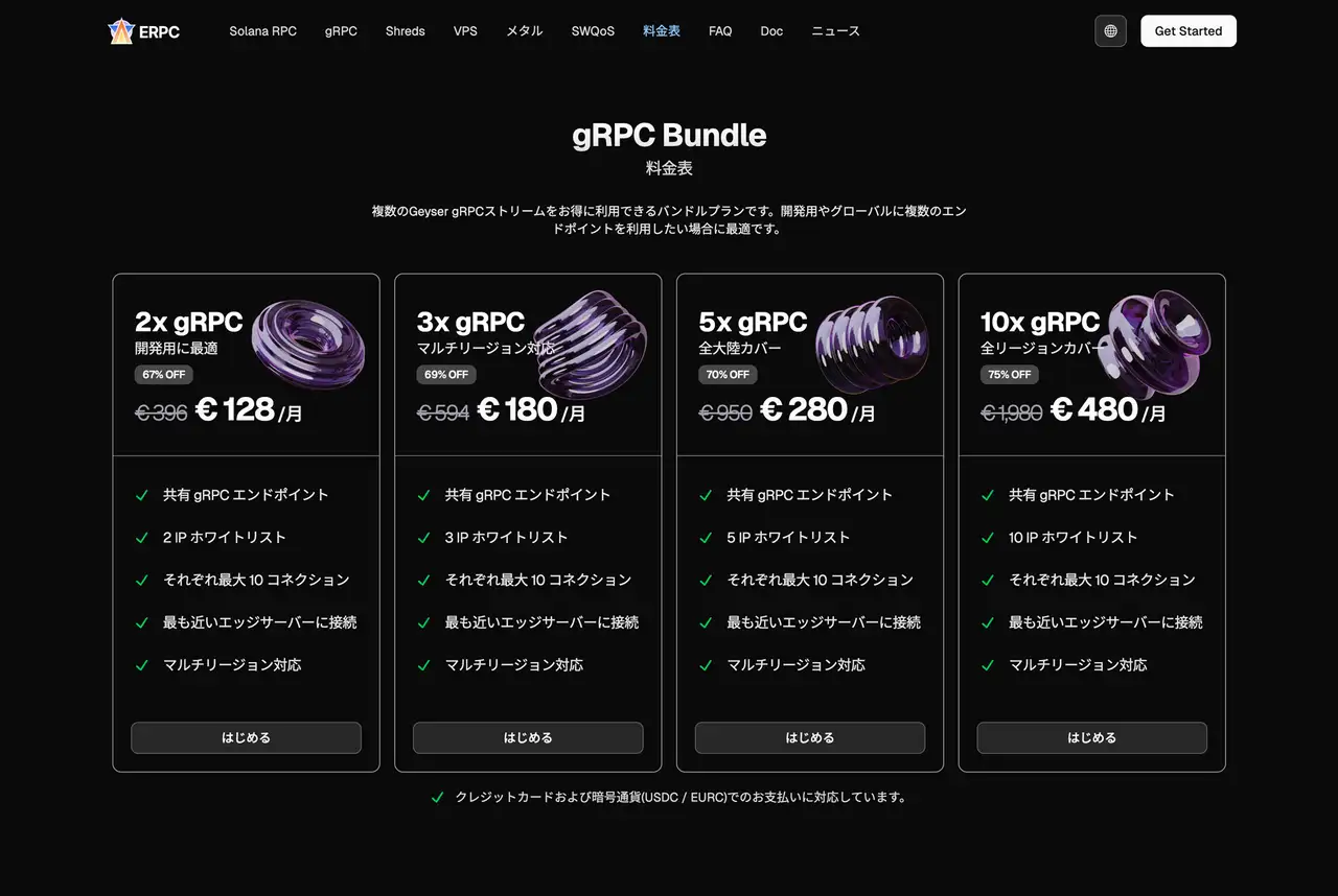 gRPC Bundle 料金表