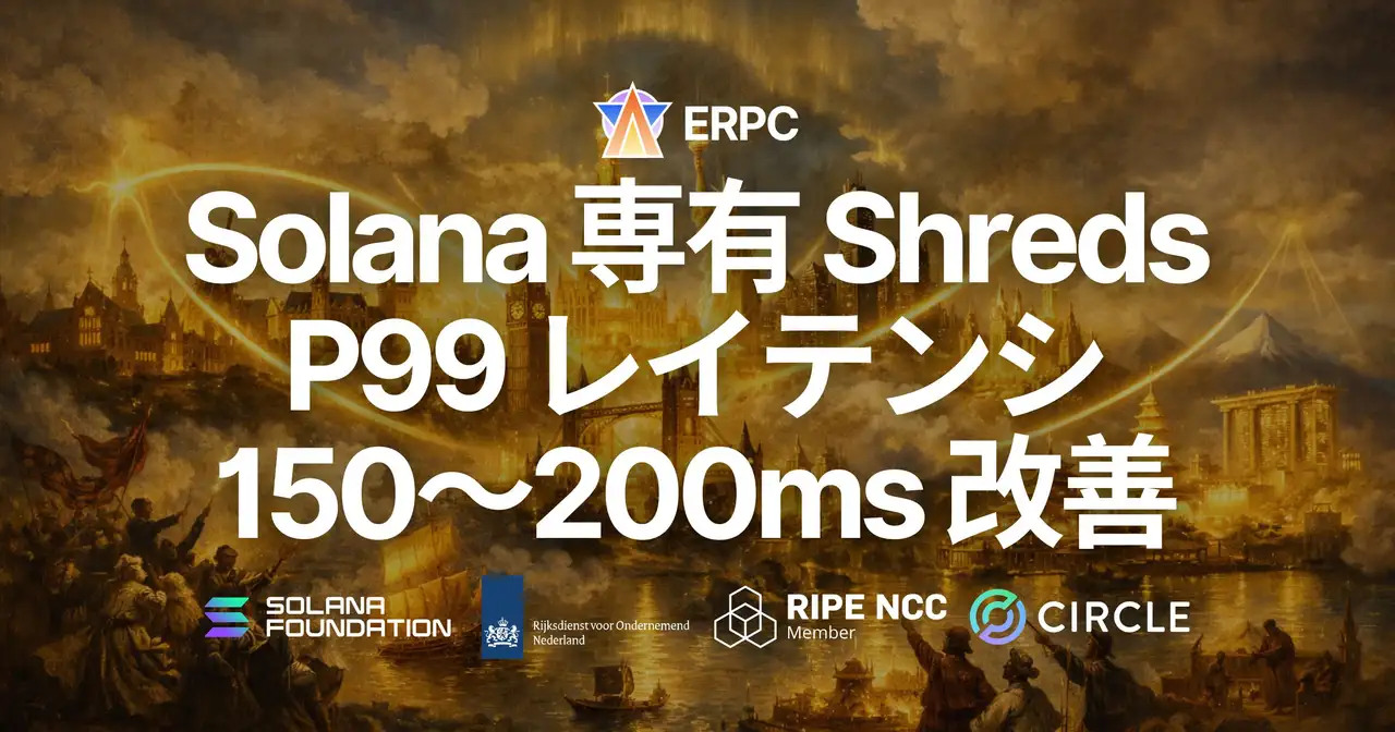 ERPC、Solana 専有 Shreds 全プランに全リージョンでパフォーマンスブーストを適用 — P99 レイテンシ 150〜200ms 改善を観測、価格据え置きで製品リニューアル
